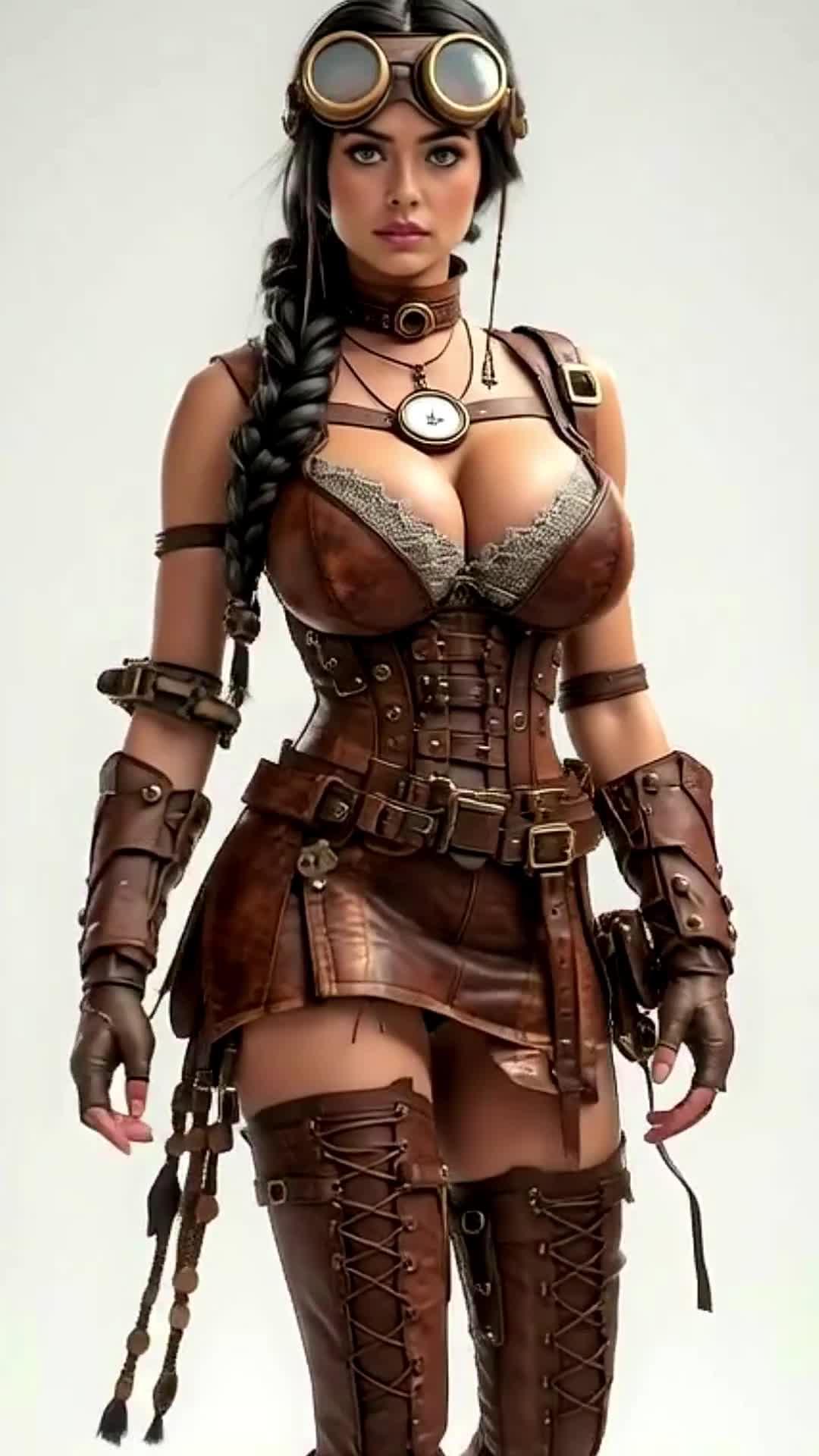 Would You Dare to Wear This Steampunk Queen’s Brown Leather Dress?